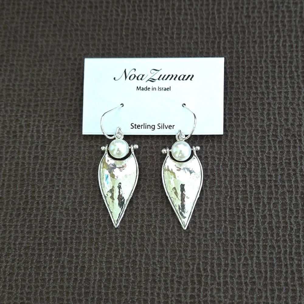 Noa Zuman Inverted Teardrop💧 With Freshwater Pearl Earrings